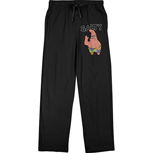 Bioworld Spongebob Squarepants Salty Patrick Men's Black Sleep Pajama Pants-Large