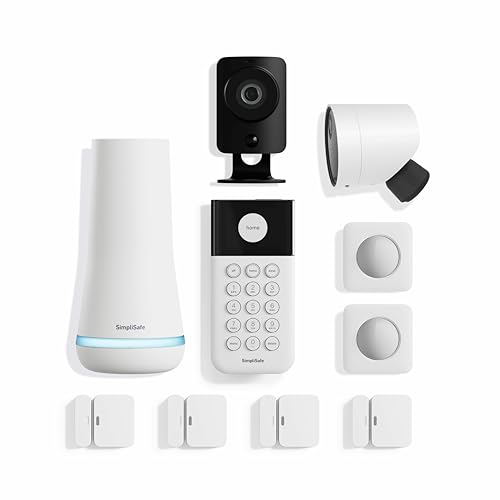 SimpliSafe 10 Piece Wireless Home Security System with Outdoor Camera - Optional 24/7 Professional Monitoring - No Contract - Compatible with Alexa and Google Assistant