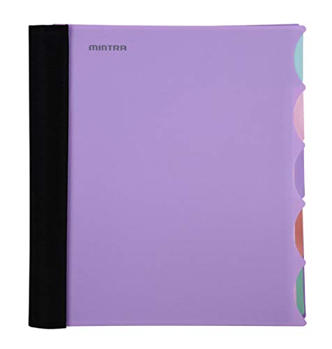 Mintra Office Durable PREMIUM Spiral Notebook, ((Lavender, 5 Subject (8.5in x 11in)) - Fabric Covered Coils, No Snags, College Ruled, Adjustable PocketDividers, Ruler, Organization, Student, School