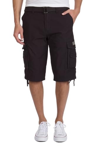 Unionbay Men's Cordova Belted Messenger Cargo Short - Reg and Big and Tall Sizes, Black, 40