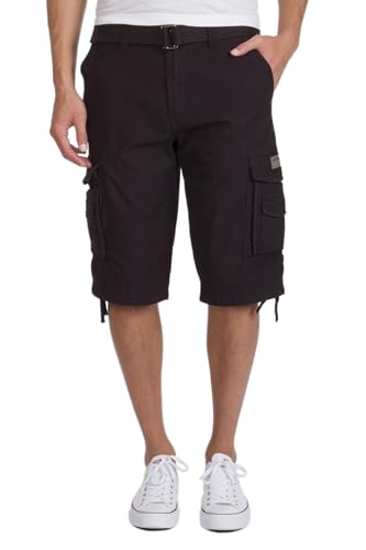 UNIONBAY mens Cordova Belted Messenger - Reg and Big Tall Sizes Cargo Shorts, Black, 36 US