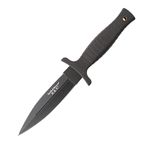 Smith & Wesson SWHRT9B 9in High Carbon S.S. Fixed Blade Knife with 4.7in Dual Edge Blade and TPE Handle for Outdoor, Tactical, Survival,EDC, Multi