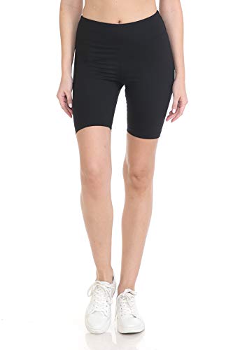 Leggings Depot Women's High Waist Active Running Biker Shorts (8 inch, Black, 1X)