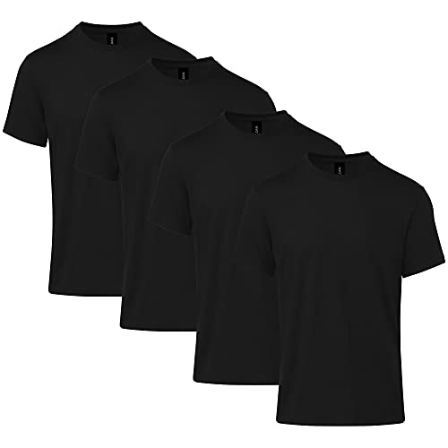 Gildan Adult Softstyle CVC Short Sleeve T-Shirt, Style G67000, 4-Pack, Pitch Black, 2X-Large