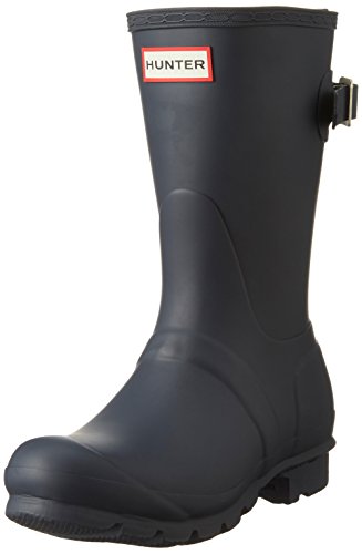 Hunter Footwear Women's Original Short Back Adjustable Rain Boots, Navy, 8