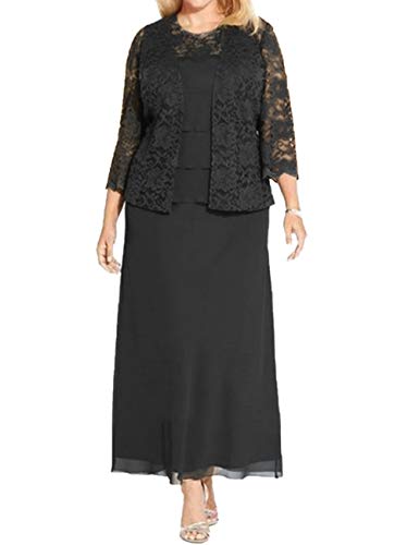 Mother of The Bride Dresses Chiffon Evening Formal Dress Lace Jacket Black