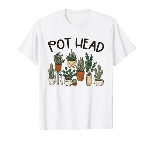 Plant Lover Gardener Pot Head Shirt Succulent Funny T-Shirt