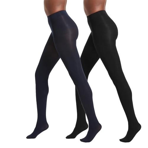 No nonsense Women's Super Opaque Control-Top Tights, Black/Navy, XX-Large