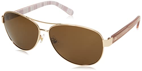 Kate Spade New York Women's Dalia 2 Aviator Sunglasses, Light Gold/Brown Polarized, 58 mm