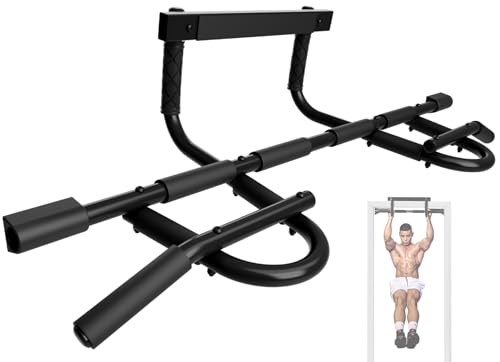 Yes4All Heavy Duty Pull Up Bar for Doorway, Solid 1 Piece Main Bar Construction, Multi Grips Pullup Bar for Home Gym Workout, No Screws Portable Door Frame Horizontal Chin Up Bar