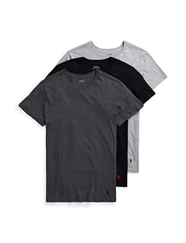 POLO Ralph Lauren Men's Classic Fit Cotton Crew Tee, Andover Heather/Polo Black, Madison Heather/Polo Black, Polo Black/Red, X-Large