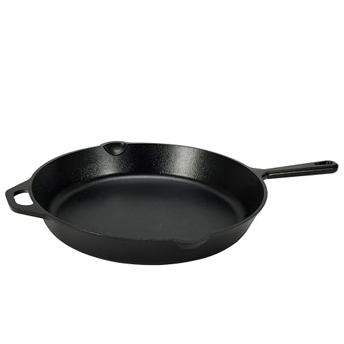 Amazon Basics Pre-Seasoned Cast Iron Skillet, Heavy-Duty & Large, 15-Inch, Black