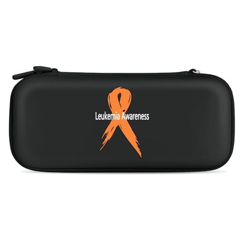 Leukemia Awareness Compatible with Switch Case with Wristlet Travel Carrying Bag Holds 15 Game Cartridges Black-Style-1