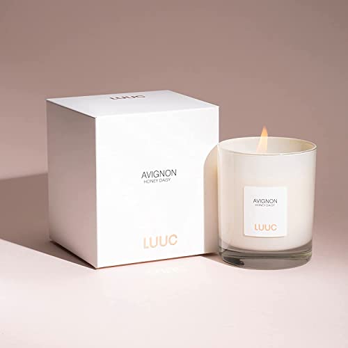 LUUC Avignon (Honey Daisy) Scented Vegan Candle | Organic Home Fragrance, Aromatherapy | Luxury Unisex Gift for Men & Women | 227g, 45 Hr