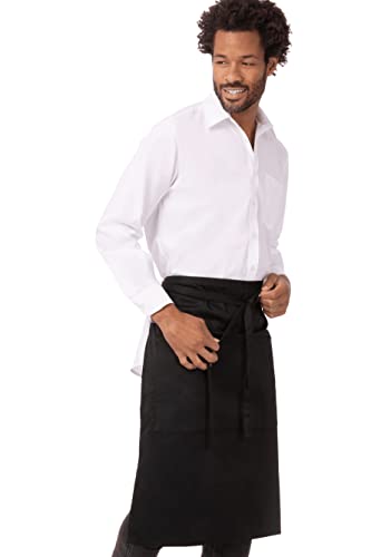 Chef Works Reversible Waiter Apron with Pockets, Black, One Size