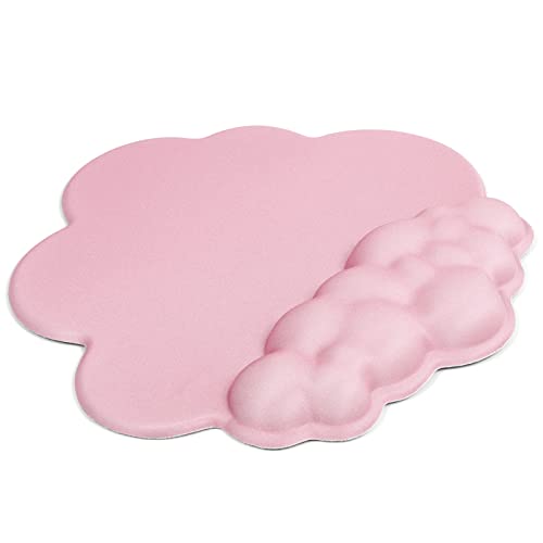 Gaming Mouse Pad Wrist Rest,Ergonomic Cloud Wrist Rest Mousepad with Gel Memory Foam,Non-Slip Rubber Base,Comfortable Mouse Pad for Home Office,Laptop,Mac,Lightweight,Easy Pain Relief (Baby Pink)