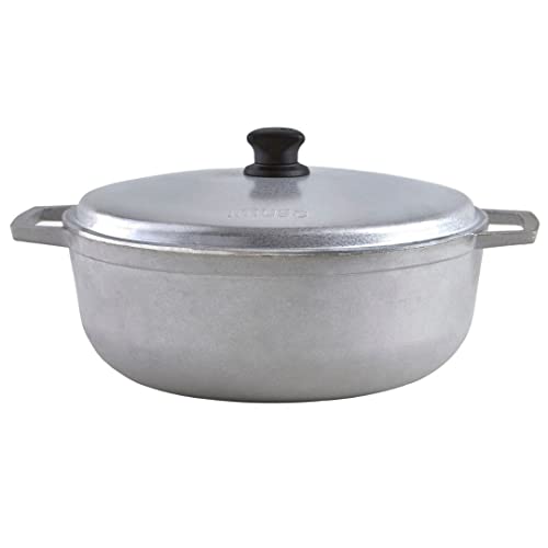 IMUSA 7.5 Quart Traditional Natural Made in Colombia Caldero with Lid for Cooking and Serving,Silver