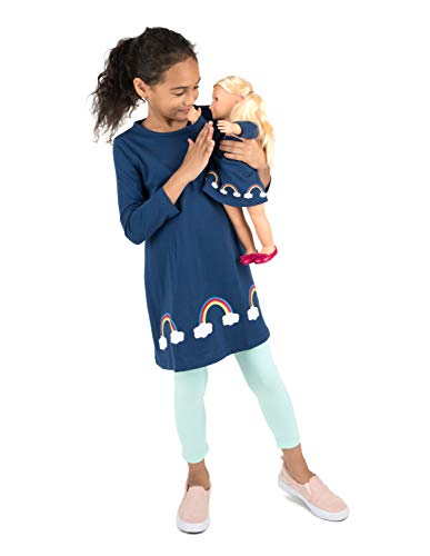 Leveret Kids & Toddler Matching Doll & Girls Dress 100% Cotton Rainbow (Size 6 Years)