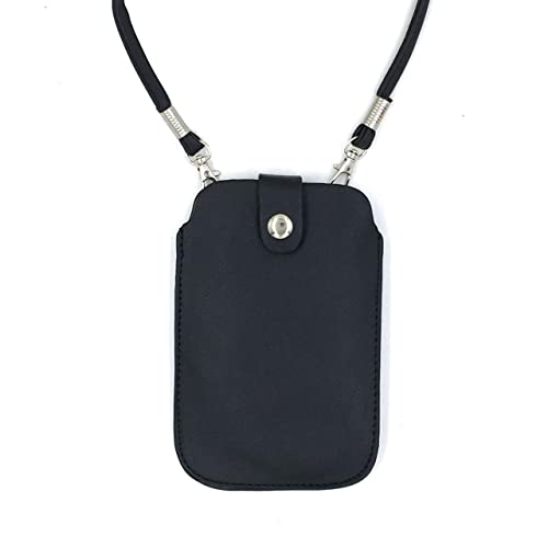 Leather Neck Pouch for iPhone (Style 2) - Magnetic Checkered Black Case by Tapp Collections