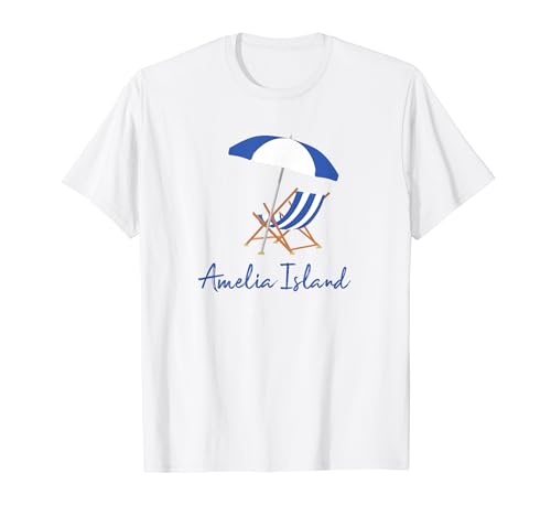 Amelia Island Florida Nautica Striped Beach Umbrella Chair T-Shirt