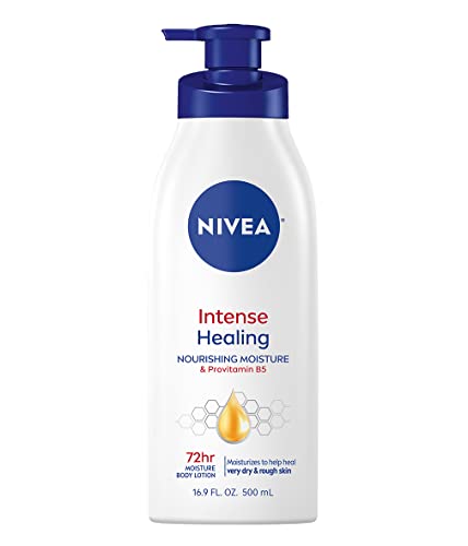 NIVEA Intense Healing Body Lotion, 72 Hour Moisture for Dry to Very Dry Skin, 16.9 Fl Oz Pump Bottle