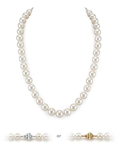 The Pearl Source 14K Gold 10-11mm AAAA Quality White Freshwater Cultured Pearl Necklace for Women in 18' Princess Length