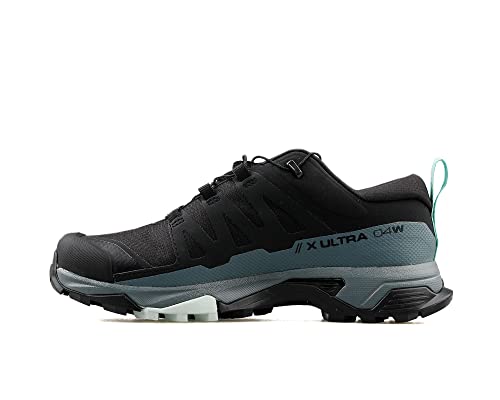 Salomon X ULTRA 4 GORE-TEX Hiking Shoes for Women, Black/Stormy Weather/Opal Blue, 10