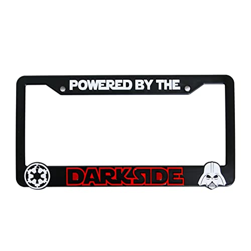 LP Frameworks Powered by The Darkside 3D Raised License Plate Frame | 1 Pack Car License Plate Cover | Universal US Car Black License Plate Holder | Auto Accessories (Car, Truck and SUV)