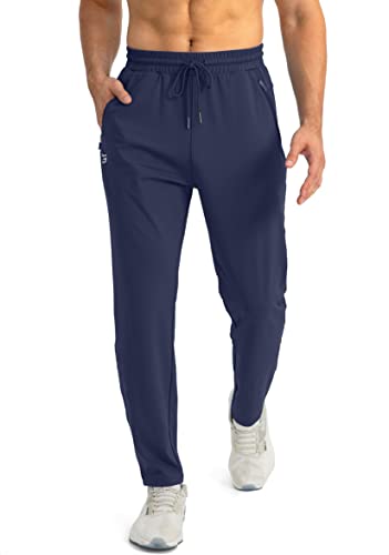 G Gradual Men's Sweatpants with Zipper Pockets Tapered Joggers for Men Athletic Pants for Workout, Jogging, Running (Navy, Medium)
