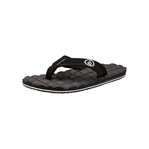Volcom Men’s Recliner Sandal Flip Flop, Black/White, 10 M US
