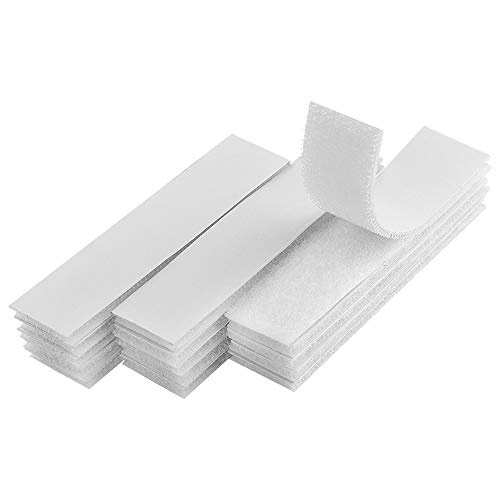 Melsan 1x4 inch Self Adhesive Hook and Loop Strips - 15 Sets - White Sticky Back Tape Fastener, Heavy Duty Mounting Strips for Home or Office Use - Instead of Holes and Screws