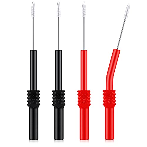 4 Pieces Flexible Back Probe Pins with 4 mm Stackable Banana Socket for Car Repairing Electrical Testing