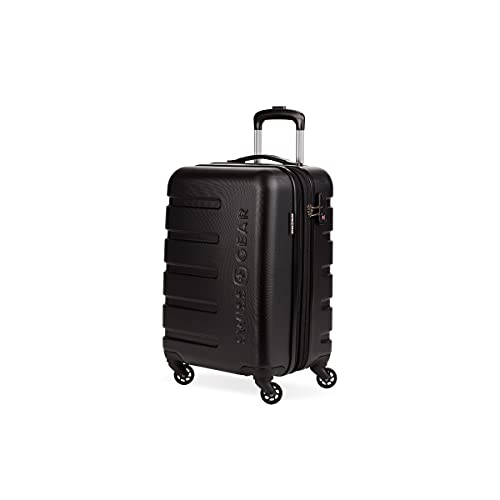 SwissGear 7366 Hardside Expandable Luggage with Spinner Wheels, Black, Carry-On 19-Inch