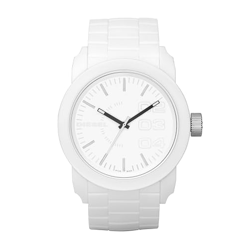 Diesel Double Down Silicone Three-Hand Analog Men's Watch, Color: White (Model: DZ1436)