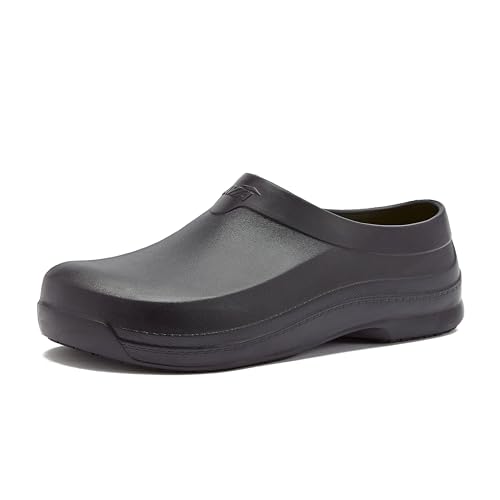 Avia Flame Slip Resistant Clogs for Women, Slip On Work Shoes for Food Service, Garden, or Nursing - Black, 9 Medium