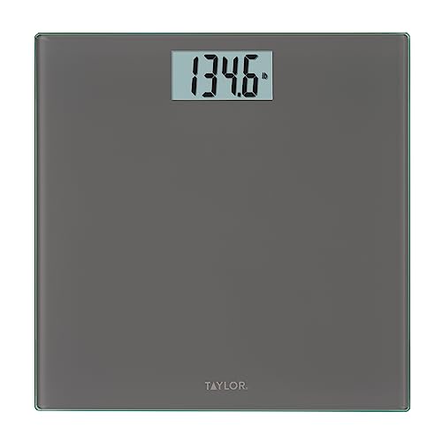 Taylor Digtal Scales for Body Weight, Highly Accurate 400 LB Capacity, Auto On and Off Scale, 11.8 x 11.8 Inches, Charcoal Grey