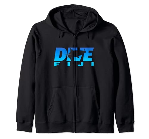 Dive Fiji with Shark, Scuba Diving in Fiji Zip Hoodie