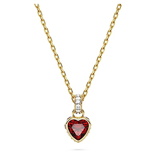 SWAROVSKI Stilla Pendant Necklace, Heart Shape Red Center Crystal with Clear Crystal Details in Gold-Tone Finished Setting, Part of the Stilla Collection