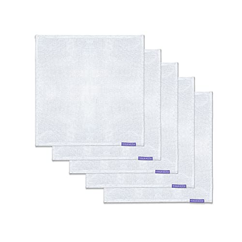 Vala Alta Irish Linen Handkerchiefs - Made in USA - 12” x 12” - 2 Year Guarantee - 5 Pack - Mens & Womens Handkerchiefs (White)