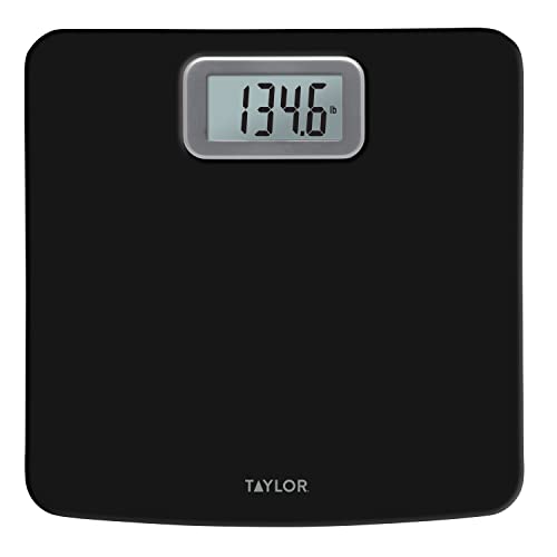Taylor Digital Bath Scale with Antimicrobial Surface Protection, Bathroom Scale for Body Weight, 400 lbs. Black