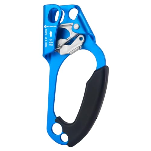 NewDoar Right Hand Ascender Rock Climbing Tree Arborist Rappelling Gear Equipment CE Certified Rope Clamp for 8~13MM Rope(Right Hand)