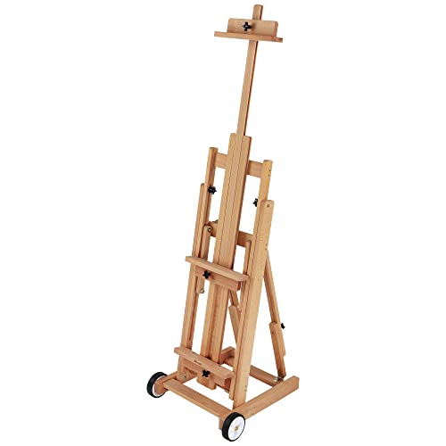 Creative Mark Mirage Studio Artist Painters H Frame Easel - Portable Lightweight Art Easel with Storage for Adults - Fully Adjustable with Wheels for Portability and Storage - Natural Elm Wood Finish
