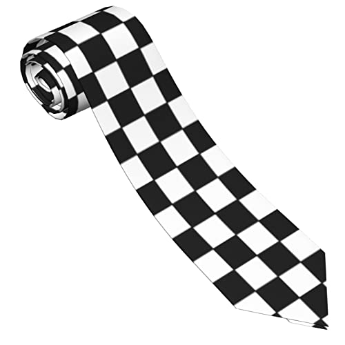 ZTUOECV Checker Board Tie for Men Long Necktie Skinny Slim Neck Ties Formal Business Wedding Party Novelty Neckties Black White