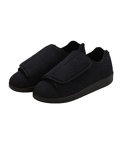 Silvert's Adaptive Clothing & Footwear Men’s Double-Extra Wide Slip-Resistant Slippers for Seniors - Black/Black 14