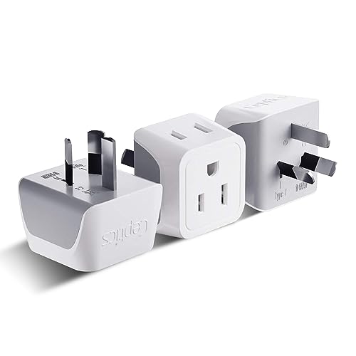 Ceptics Australia Power Plug Adapter, 2 in 1 Type I Plug Adapter, US to Australia , China, New Zealand Power Adapter with Dual USA Inputs, CE, RoHS - 3 Pack