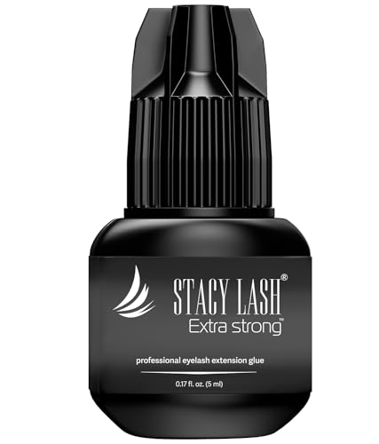Extra Strong Eyelash Extension Glue Stacy Lash (0.17fl.oz / 5ml) / 0.5-1 Sec Dry/Retention – 7 Weeks/Black Adhesive/Professional Supplies