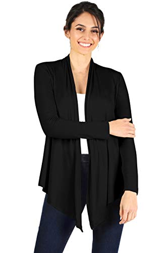 Womens Open Drape Cardigan Reg and Plus Size Cardigan Sweater Long Sleeves - USA X-Large Black