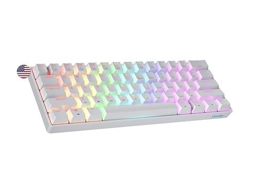 Geeky GK61 SE 60% | Mechanical Gaming Keyboard | 61 Keys Multi Color RGB LED Backlit for PC/Mac Gamer | ANSI US American Layout (White, Mechanical Brown)