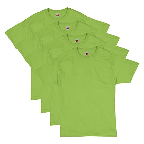 Hanes mens Essentials Short Sleeve T-shirt Value Pack (4-pack) athletic t shirts, Lime, Large US