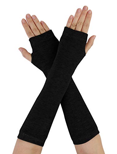 Allegra K Unisex Classic Fashion Stretch Fingerless Arm Warmers Oversleeve One Size Black